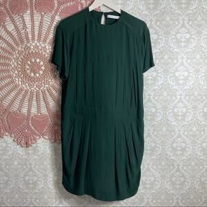5/$30 & Other Stories Pleated Mini Shift Dress Emerald 6